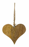 Závěs srdce, mangové dřevo, přírodní, 13x1x12,5cm, (balení obsahuje 1ks)|Ego Dekor