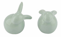 Dekorace zajíc, keramika, zelená, 5,5x4,5x6cm, (balení obsahuje 2kusy!)|Ego Dekor