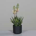 Artificial flower Agave blooming in a black flowerpot, 38cm, textile, green/pink, (package includes 1 pc)|DPI|Ego Dekor