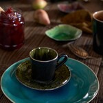 ED Šálek na kávu s podšálkem 0,08L, RIVIERA, černá/zelená|Forets|Costa Nova