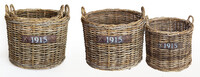 Koš na kolečkách, ratanový, pr.62x55/51x49cm, S2|Van Der Leeden 1915