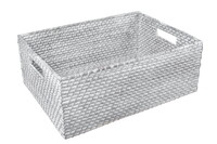 Basket|crate 40x30, rattan, white washed (SALE)|Van Der Leeden 1915